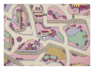 REBEL ROADS КОВРИК Playtime 63 маленький город, противоскользящий детский - розовый / бежевый цена и информация | Ковры | 220.lv