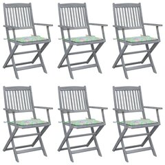 vidaXL saliekami āra krēsli ar matračiem, 6 gab., akācijas masīvkoks cena un informācija | Dārza krēsli | 220.lv