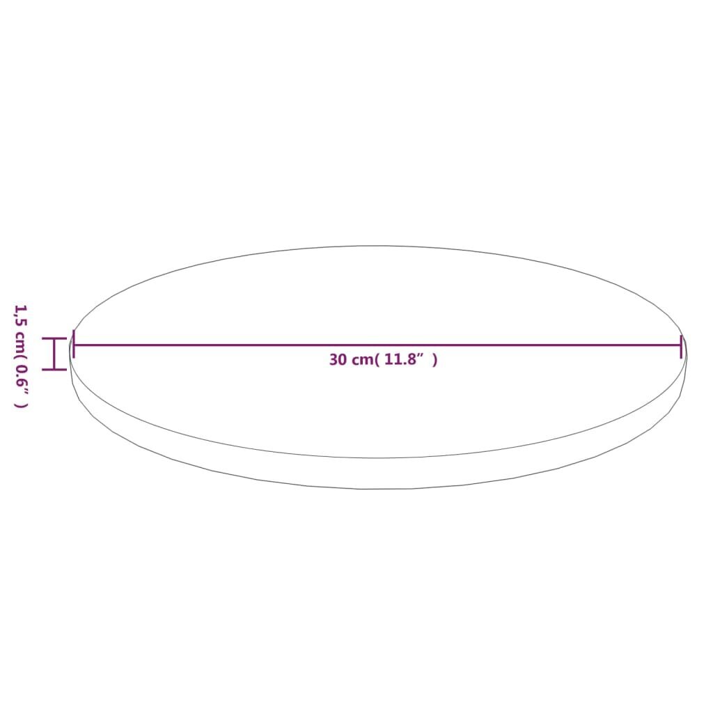 vidaXL apaļa galda virsma, gaiši brūna, Ø30x1,5 cm, ozola masīvkoks cena un informācija | Virsmas galdiem | 220.lv