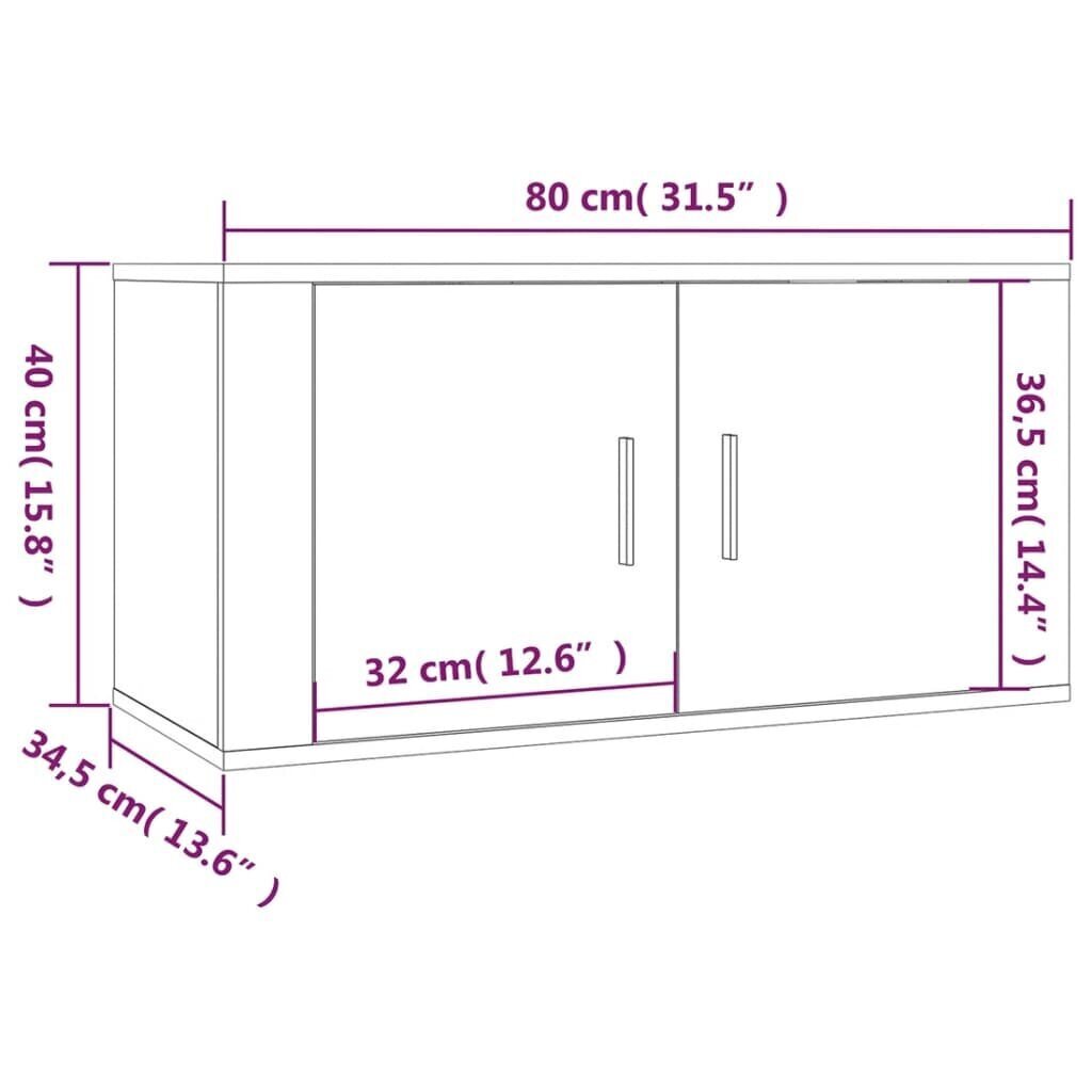 vidaXL sienas TV skapīši, 3 gab., balti, 80x34,5x40 cm cena un informācija | TV galdiņi | 220.lv