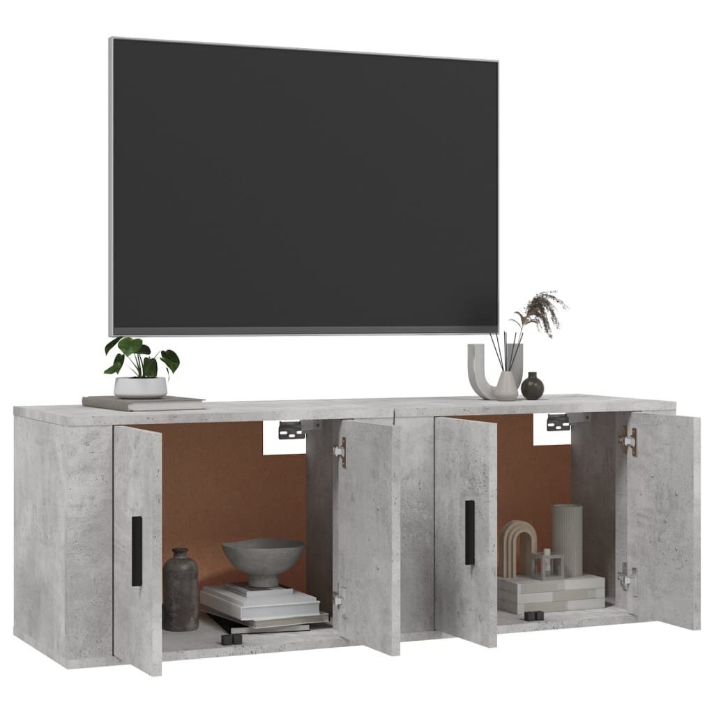 vidaXL sienas TV skapīši, 2 gab., betona pelēki, 57x34,5x40 cm cena un informācija | TV galdiņi | 220.lv