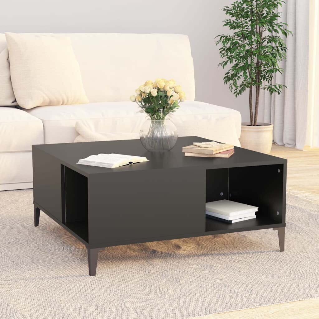 vidaXL kafijas galdiņš, melns, 80x80x36,5 cm, inženierijas koks cena un informācija | Žurnālgaldiņi | 220.lv