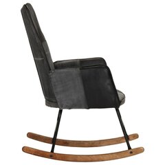 vidaXL šūpuļkrēsls, melna dabīgā āda un audums cena un informācija | Atpūtas krēsli | 220.lv