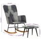 vidaXL šūpuļkrēsls ar kājsoliņu, pelēka dabīgā āda un audums cena un informācija | Atpūtas krēsli | 220.lv