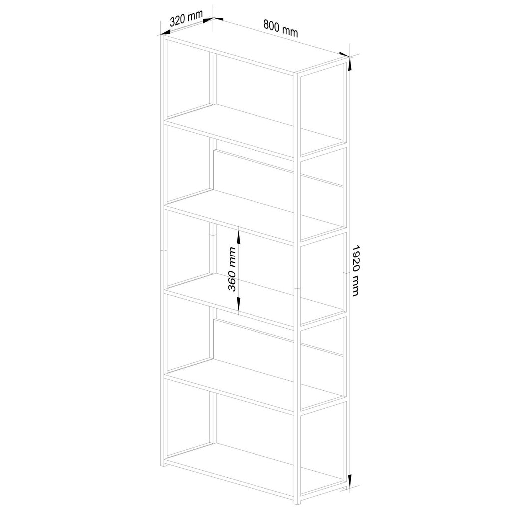 Metāla plaukts, 80x32x192 cm, balts cena un informācija | Plaukti | 220.lv