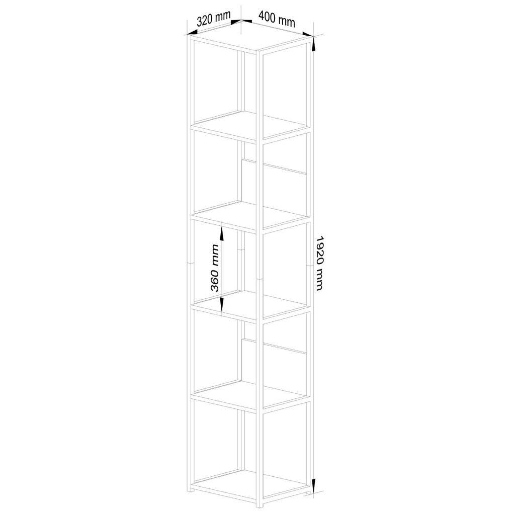 Metāla grāmatu plaukts, 40 cm, balts/brūns cena un informācija | Plaukti | 220.lv