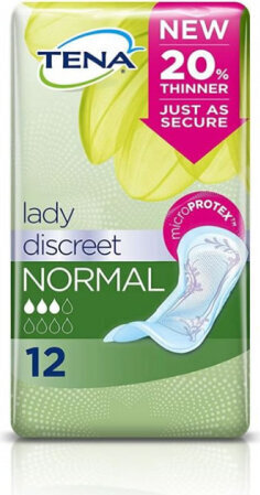 Ieliktnīši Tena Lady Normal Discreet, 12 gab. цена и информация | Tamponi, higiēniskās paketes, ieliktnīši | 220.lv