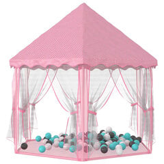 vidaXL princešu rotaļu telts ar 250 bumbiņām, rozā, 133x140 cm цена и информация | Детские игровые домики | 220.lv