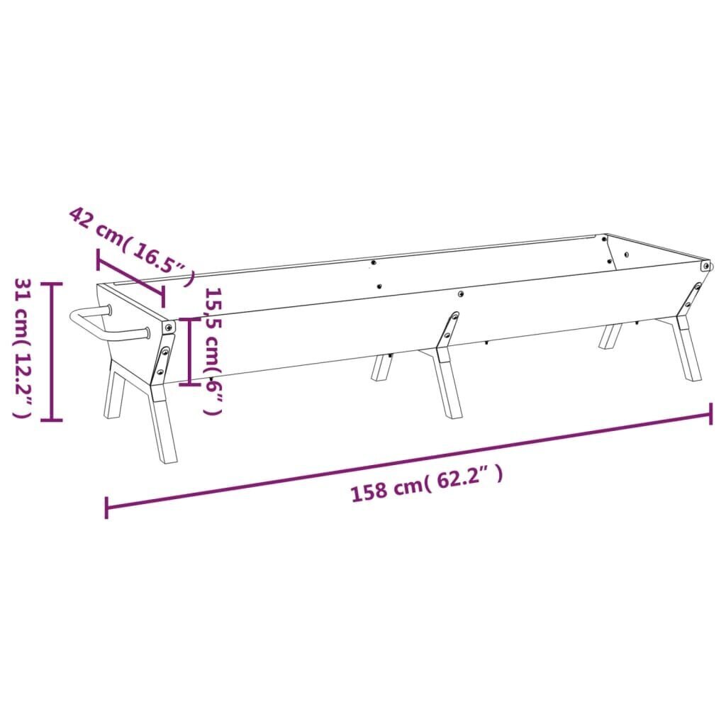 vidaXL grilēšanas trauks, sudrabains, 158x42x31 cm, nerūsējošs tērauds cena un informācija | Grili | 220.lv