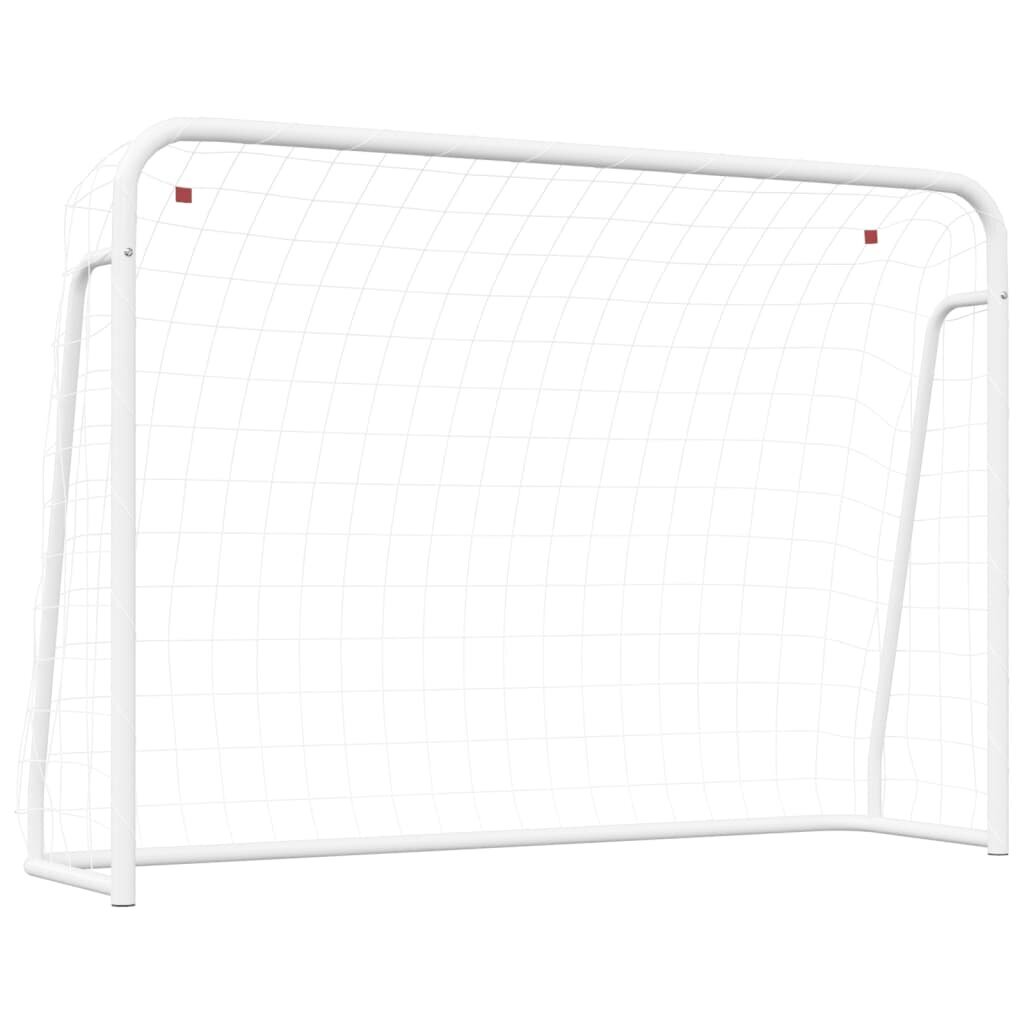 vidaXL futbola vārti, tīkls, balti, 214x75x152 cm, tērauds, poliesters cena un informācija | Futbola vārti un tīkls | 220.lv