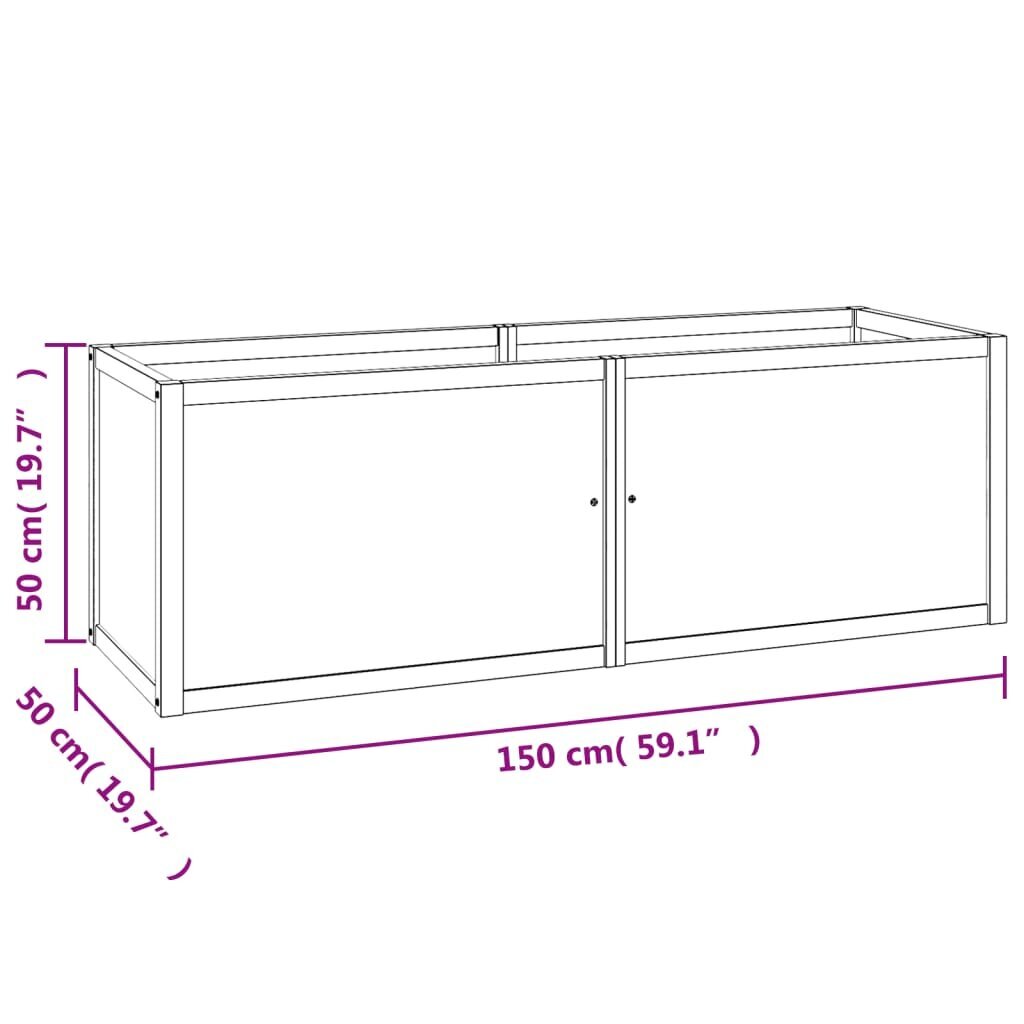 vidaXL augstā puķu kaste, 150x50x50 cm, masīvs tīkkoks cena un informācija | Balkona kastes | 220.lv