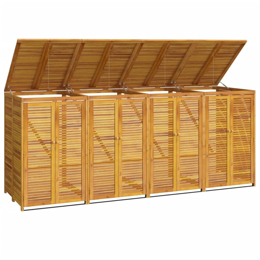 vidaXL 4-daļīga atkritumu tvertnes nojume, 280x89x117 cm, akācija cena un informācija | Komposta kastes un āra konteineri | 220.lv