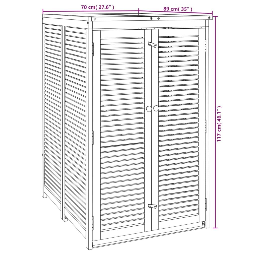 vidaXL atkritumu tvertnes nojume, 70x89x117 cm, akācijas masīvkoks cena un informācija | Komposta kastes un āra konteineri | 220.lv