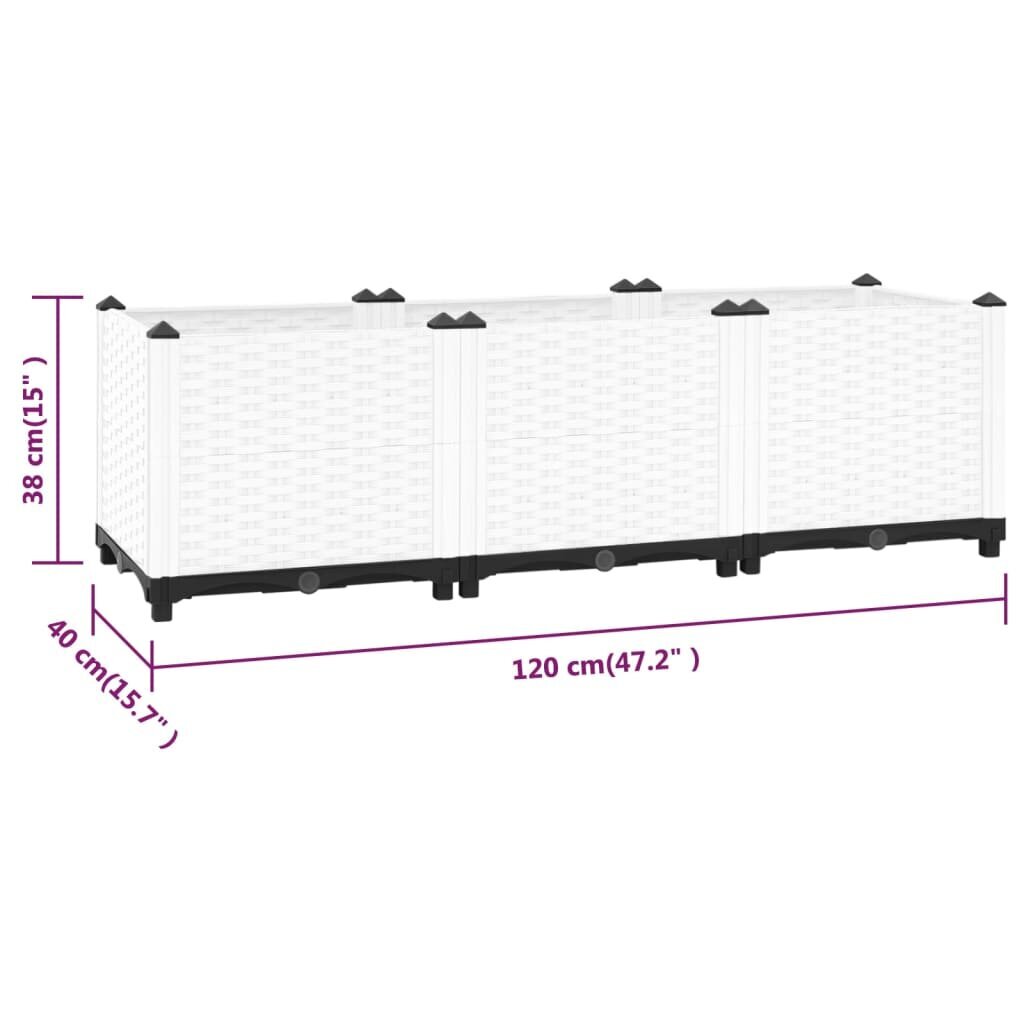 vidaXL puķu kaste, 120x40x38 cm, polipropilēns cena un informācija | Balkona kastes | 220.lv