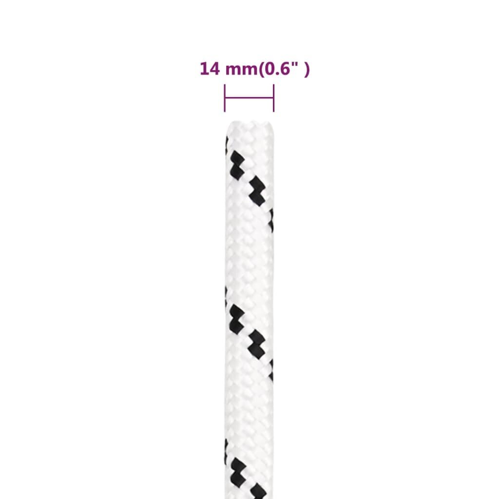 vidaXL pīta laivu virve, balta, 14 mm, 250 m, poliesters цена и информация | Piederumi laivām un kajakiem | 220.lv