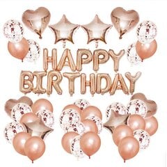 Happy Birthday balonu komplekts, rozā cena un informācija | Svētku dekorācijas | 220.lv