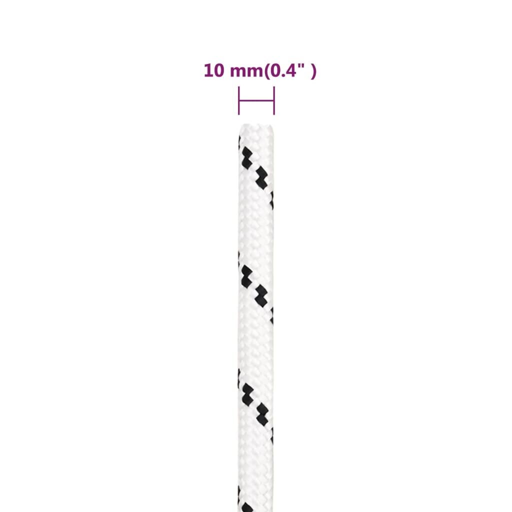 vidaXL pīta laivu virve, balta, 10 mm, 25 m, poliesters cena un informācija | Piederumi laivām un kajakiem | 220.lv