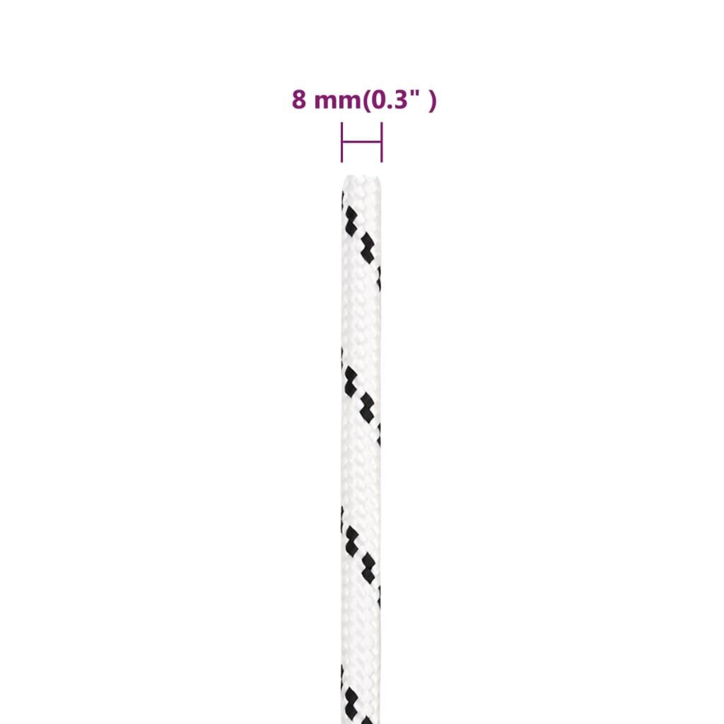 vidaXL pīta laivu virve, balta, 8 mm, 25 m, poliesters cena un informācija | Piederumi laivām un kajakiem | 220.lv