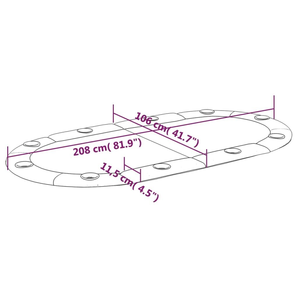 vidaXL pokera galda virsma 10 personām, saliekama, zaļa, 208x106x3 cm cena un informācija | Azartspēles, pokers | 220.lv