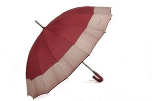 Прочный зонт с 16 клиньями, бордовый цена и информация | Женские зонты | 220.lv