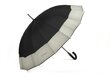 Izturīgs lietussargs ar 16 ķīļiem, melns cena un informācija | Lietussargi sievietēm | 220.lv