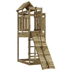 vidaXL rotaļu mājiņa ar kāpšanas sienu, impregnēts priedes koks cena un informācija | Bērnu rotaļu laukumi, mājiņas | 220.lv