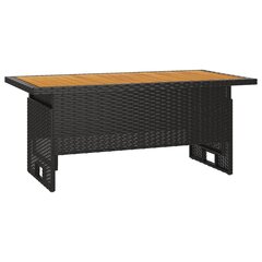 vidaXL dārza galds, 100x50x43/63cm, akācija, PE rotangpalma, melns цена и информация | Столы для сада | 220.lv