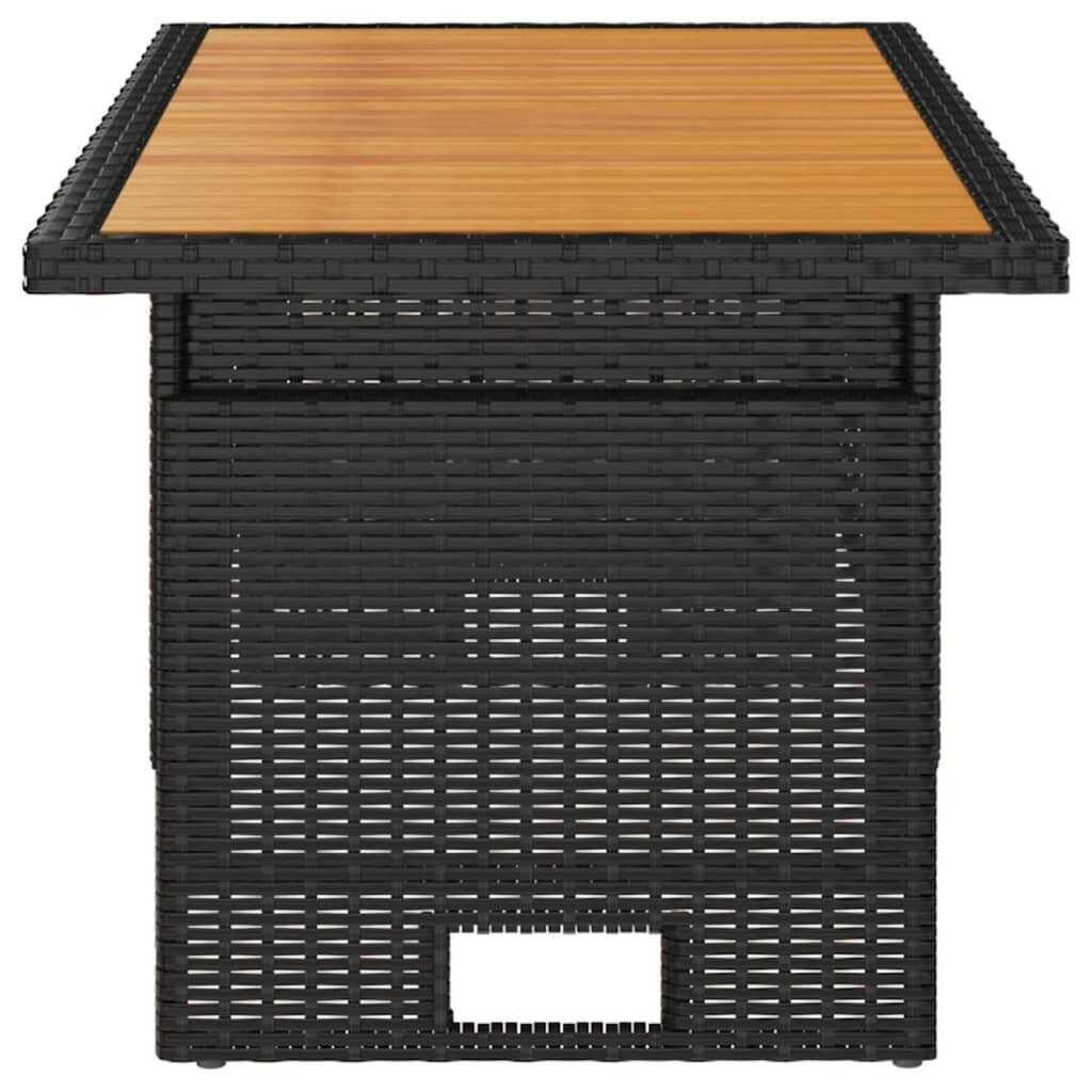 vidaXL dārza galds, 100x50x43/63cm, akācija, PE rotangpalma, melns cena un informācija | Dārza galdi | 220.lv