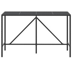 vidaXL bāra galds, stikla virsma, melns, 180x70x110 cm, PE rotangpalma cena un informācija | Dārza galdi | 220.lv