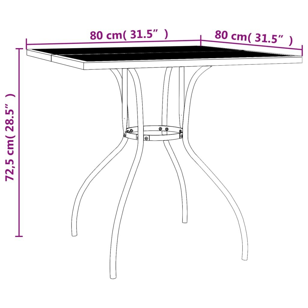 vidaXL dārza galds, antracītpelēks, 80x80x72,5 cm, tērauda siets cena un informācija | Dārza galdi | 220.lv