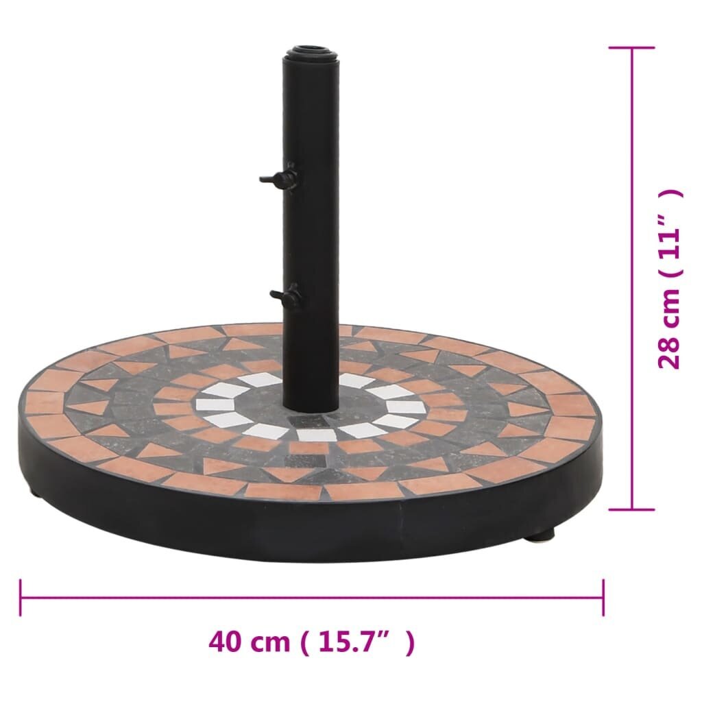 vidaXL saulessarga pamatne, apaļa, sarkanbrūna un balta, 12 kg cena un informācija | Saulessargi, markīzes un statīvi | 220.lv