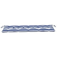 vidaXL sola matracis, 150x50x7 cm, zilas un baltas svītras, audums cena un informācija | Krēslu paliktņi | 220.lv