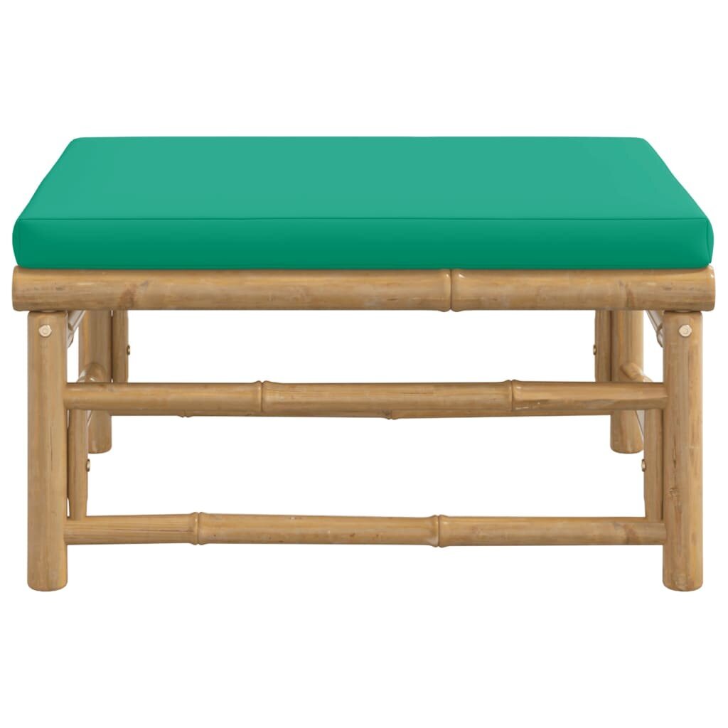 vidaXL dārza kājsoliņš ar zaļu matraci, bambuss cena un informācija | Dārza krēsli | 220.lv