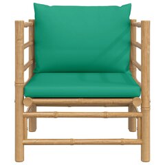 vidaXL dārza dīvāns ar zaļiem matračiem, bambuss cena un informācija | Dārza krēsli | 220.lv