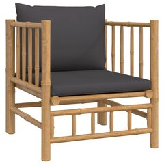 vidaXL dārza dīvāns ar tumši pelēkiem matračiem, bambuss cena un informācija | Dārza krēsli | 220.lv