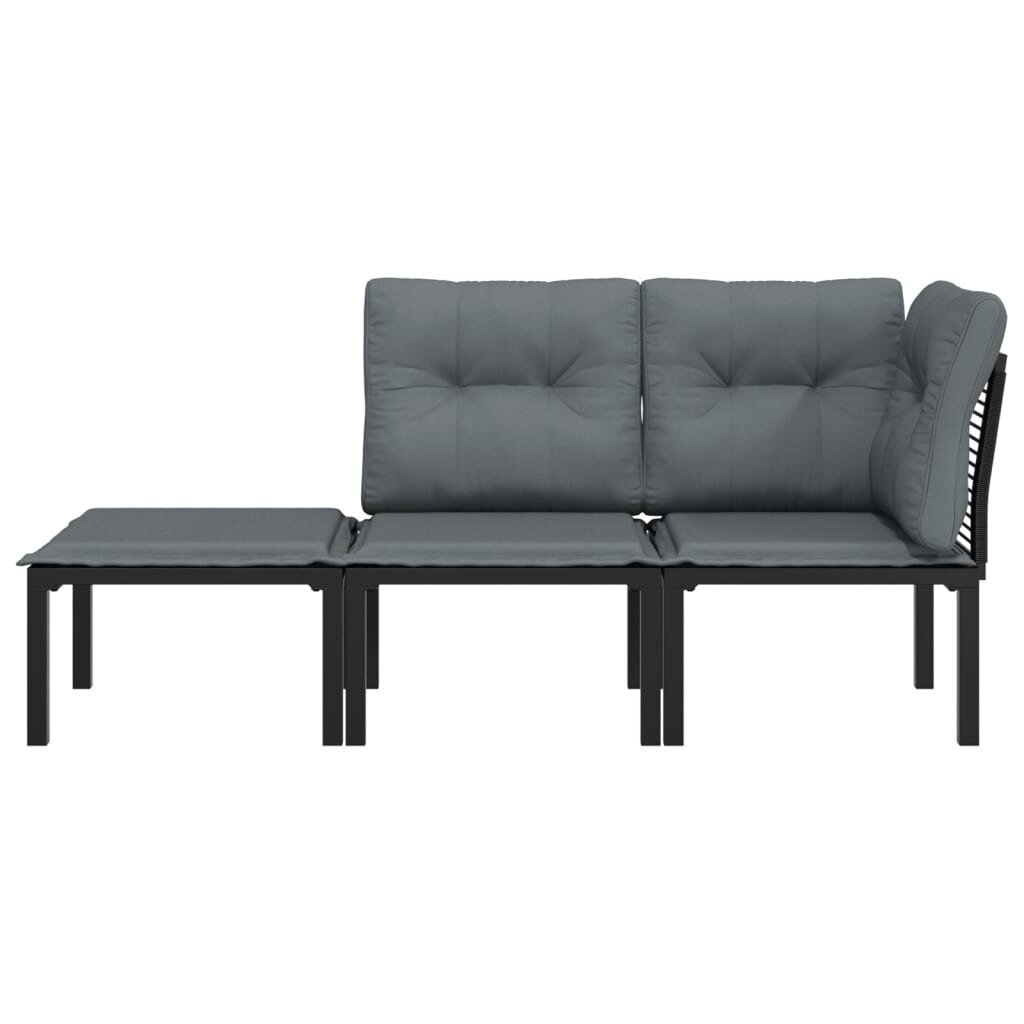 vidaXL 3-daļīgs dārza dīvānu komplekts, melna un pelēka PE rotangpalma cena un informācija | Dārza krēsli | 220.lv