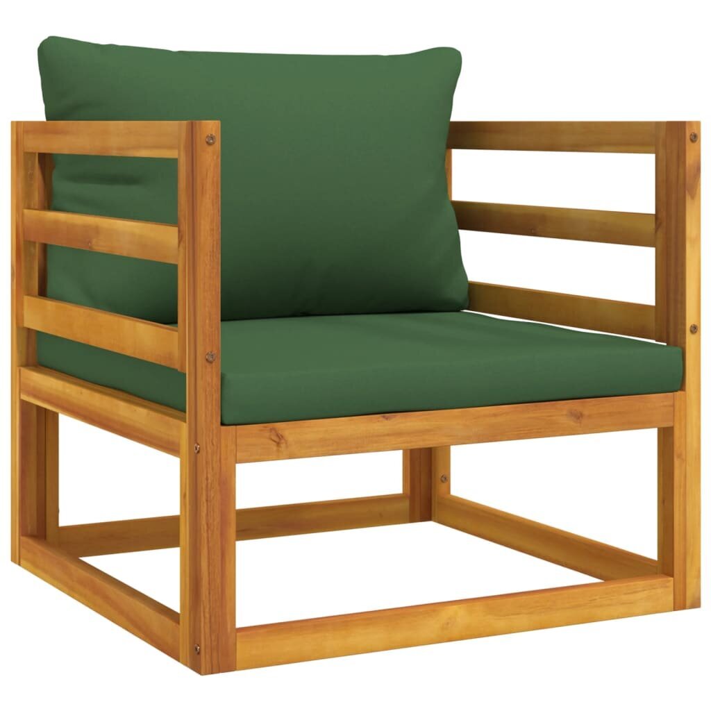 vidaXL dārza krēsls ar zaļiem matračiem, akācijas masīvkoks цена и информация | Dārza krēsli | 220.lv