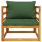 vidaXL dārza krēsls ar zaļiem matračiem, akācijas masīvkoks цена и информация | Dārza krēsli | 220.lv