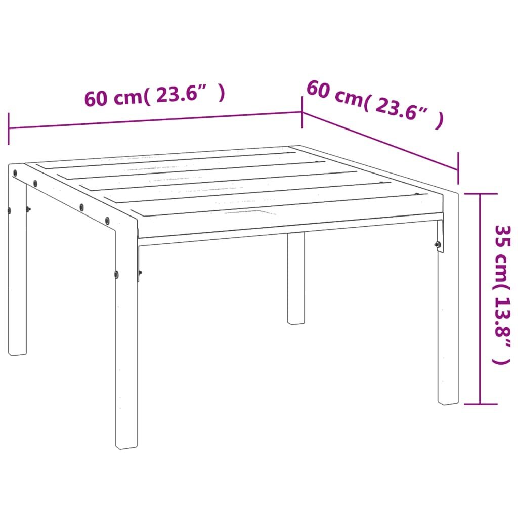 vidaXL dārza kafijas galdiņš, melns, 60x60x35 cm, tērauds cena un informācija | Dārza krēsli | 220.lv