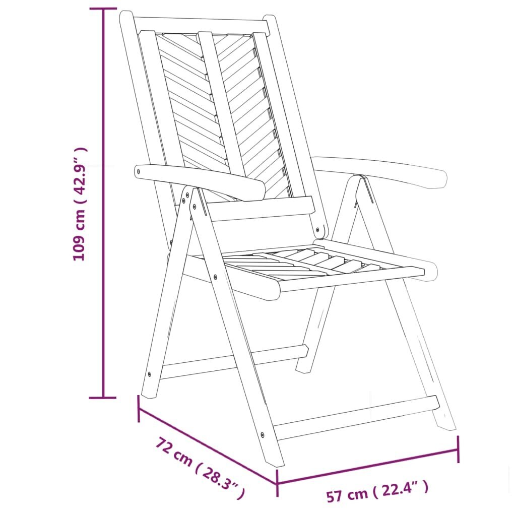 vidaXL atgāžami dārza krēsli, 2 gab., akācijas masīvkoks cena un informācija | Dārza krēsli | 220.lv