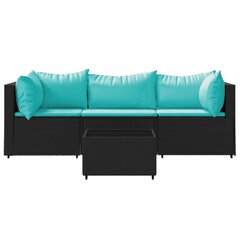 Садовый набор мебели с подушками, 6 частей, чёрный цена и информация | Комплекты уличной мебели | 220.lv