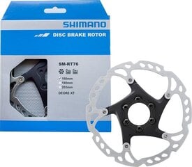 Disku bremžu rotors Shimano Deore XT SM-RT76 160 mm 6 Bolt sudraba/melns (ESMRT76S2) (WP) cena un informācija | Citas velosipēdu rezerves daļas | 220.lv