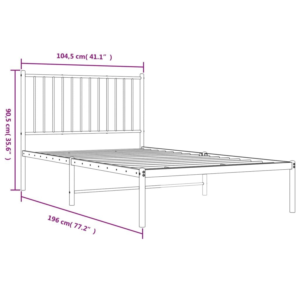 Gultas rāmis ar galvgali vidaXL, 100x190 cm, melns cena un informācija | Gultas | 220.lv