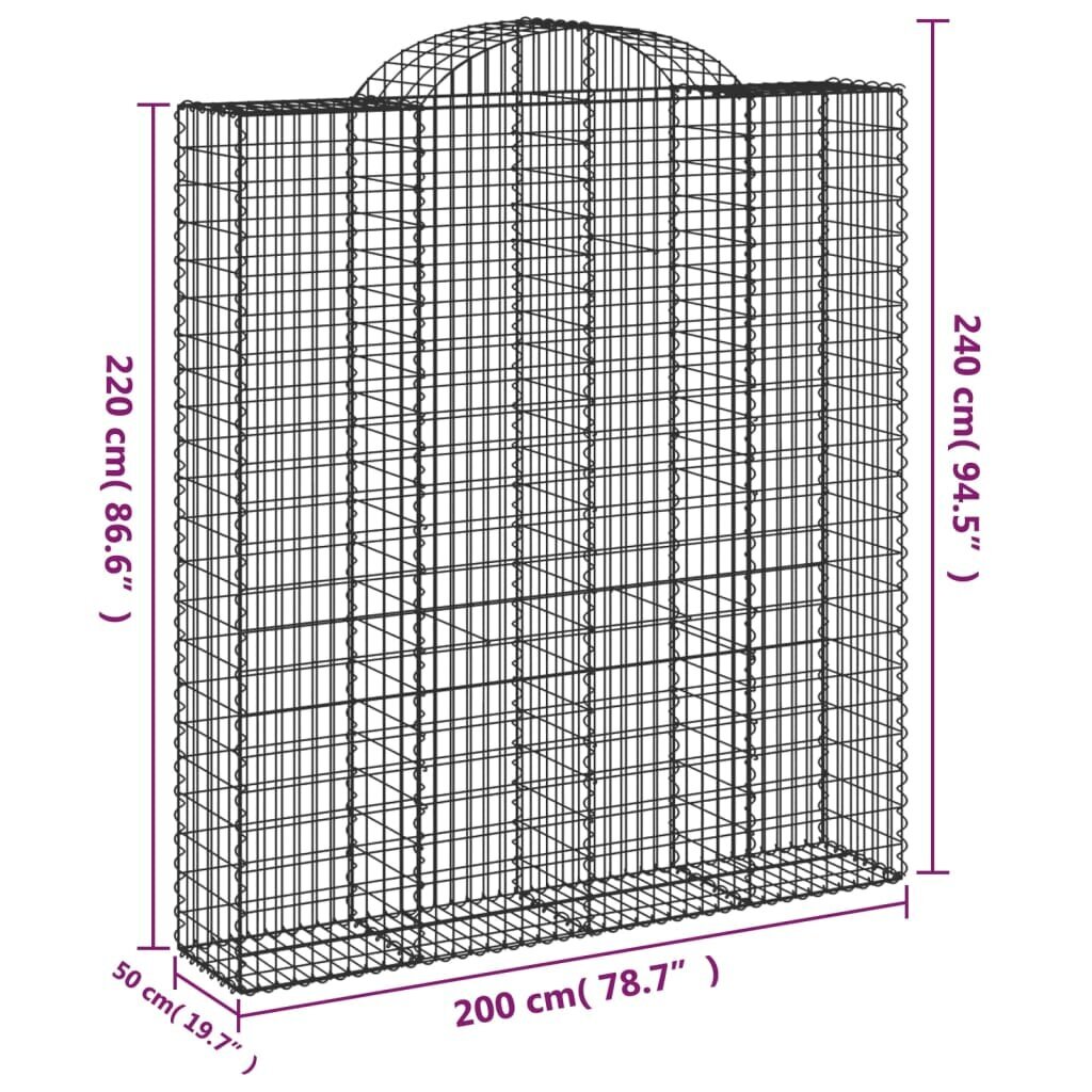 Arkveida gabiona grozi vidaXL, 5 gab., 200x50x220/240cm cena un informācija | Žogi un piederumi | 220.lv