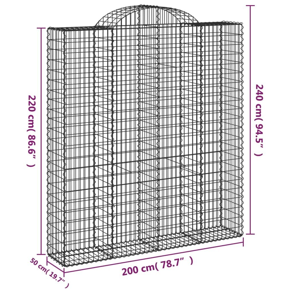 Arkveida gabiona grozi vidaXL, 7 gab., 200x50x220/240cm cena un informācija | Žogi un piederumi | 220.lv