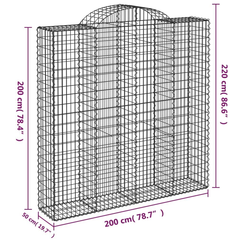 Arkveida gabiona grozi vidaXL, 5 gab., 200x50x200/220cm cena un informācija | Žogi un piederumi | 220.lv