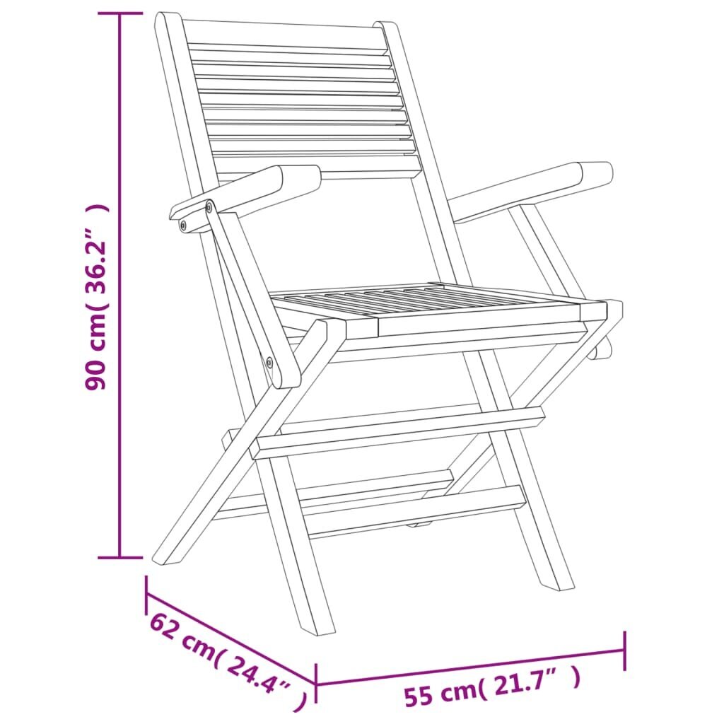 Saliekami dārza krēsli vidaXL, 8 gab., 55x62x90 cm cena un informācija | Dārza krēsli | 220.lv