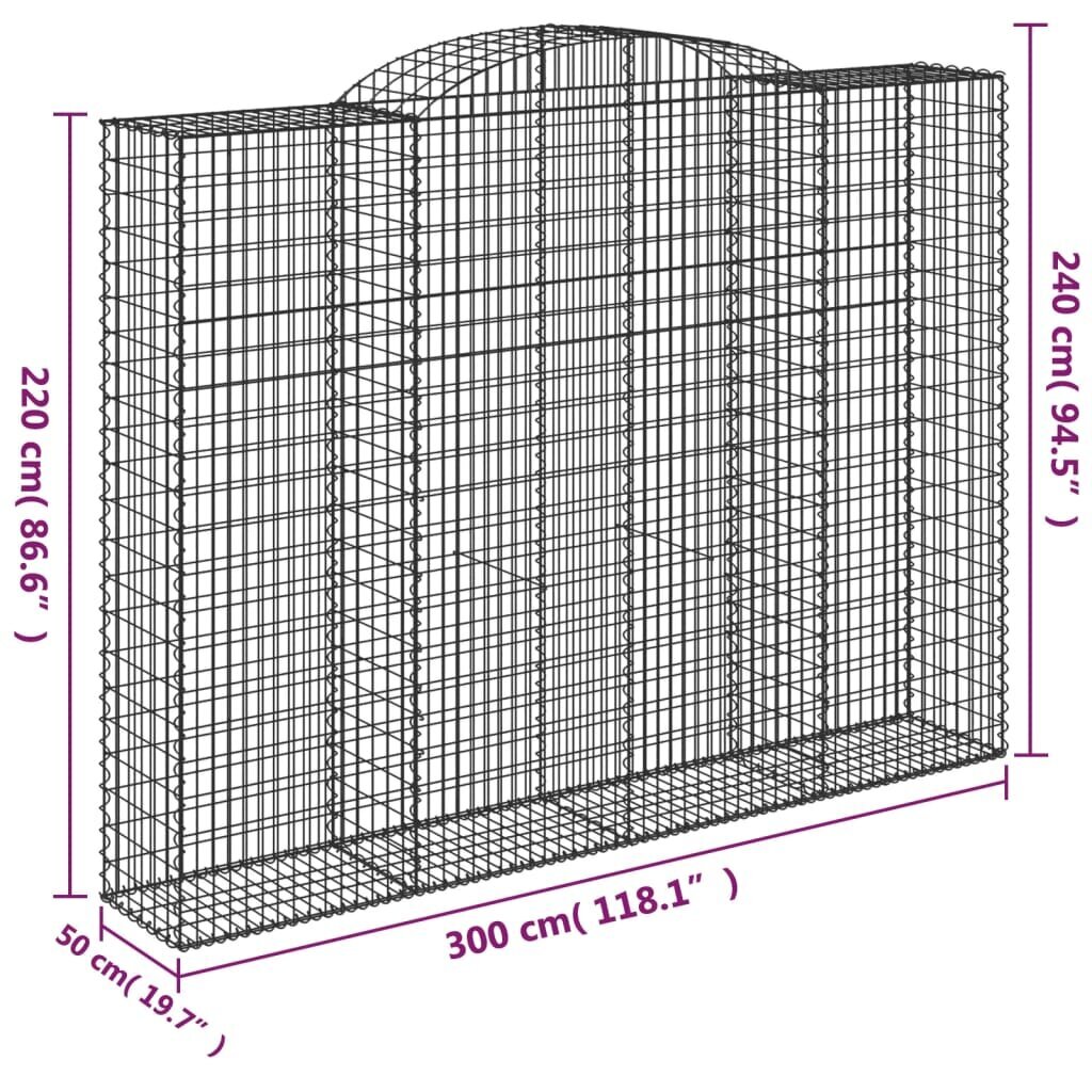 Arkveida gabiona grozi vidaXL, 5 gab., 300x50x220/240cm cena un informācija | Žogi un piederumi | 220.lv