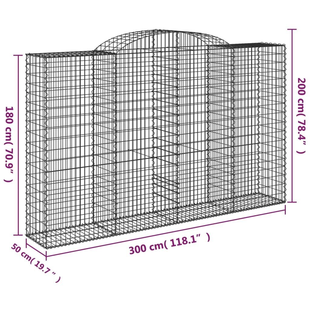 Arkveida gabiona grozi vidaXL, 13 gab., 300x50x180/200cm cena un informācija | Žogi un piederumi | 220.lv