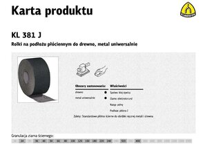 KLINGSPOR RULLIS UZ AUDZA FONA KL381J 200mm, biezums 180 (50mb) cena un informācija | Ēveles | 220.lv